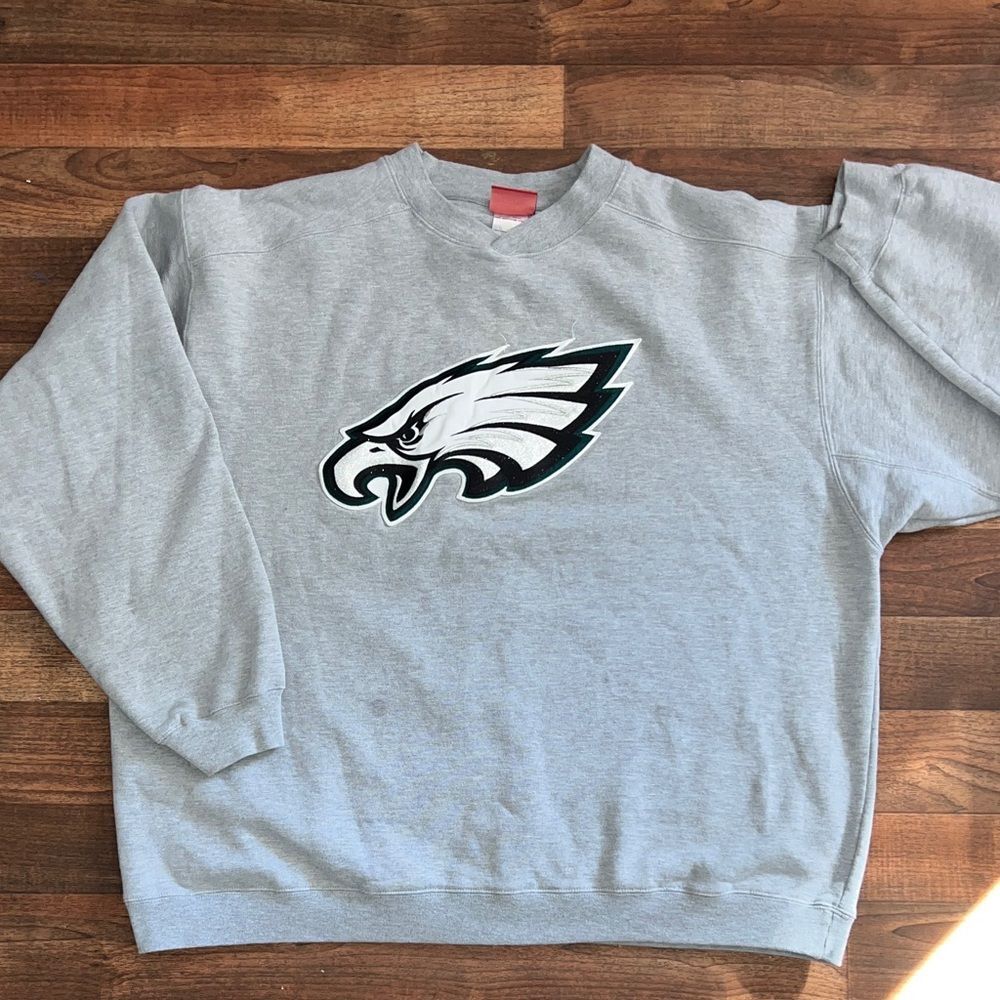 Reebok Gray Crewneck Sweater with Bold Eagle Logo